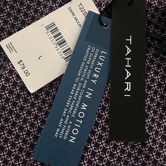 NWT Tahari Slim Fit Purple Geometric Casual Button Down S/S Shirt. Size L - Picture 6 of 8